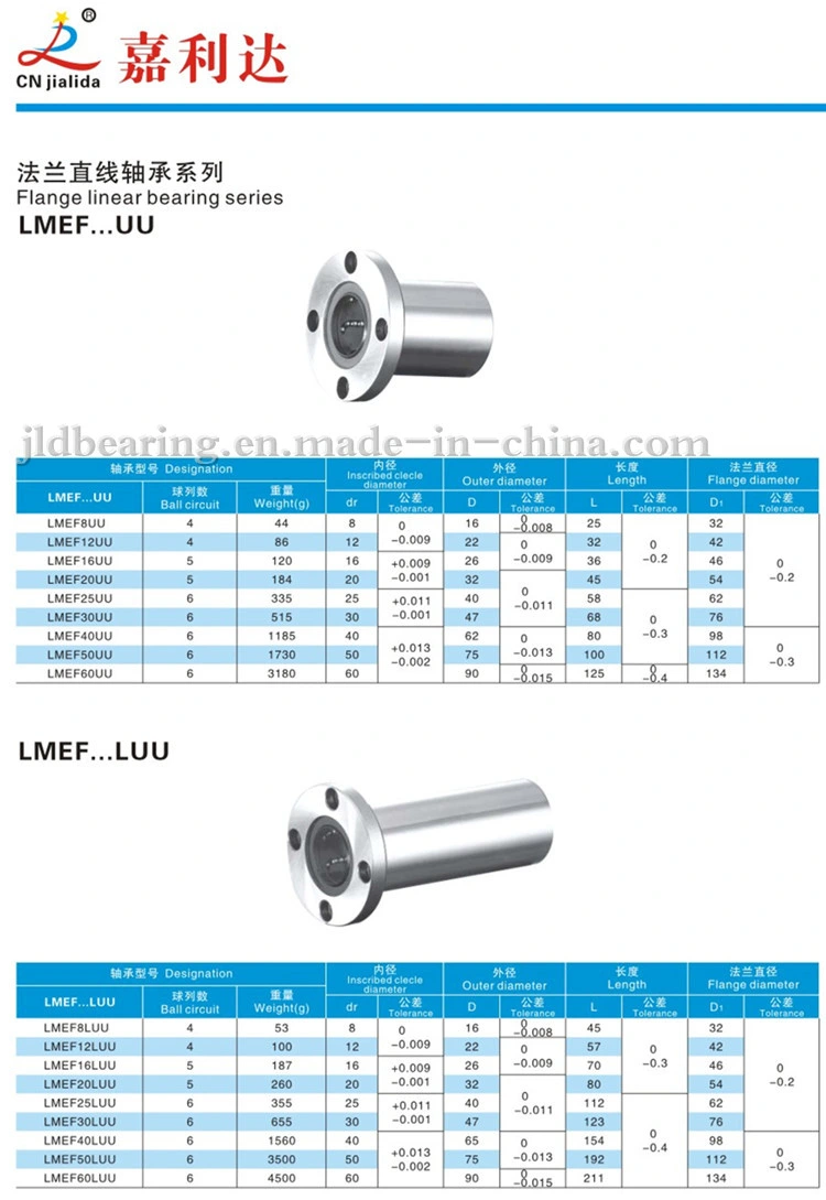 Wholesales High Precision Linear Ball Bearing (LMEF...LUU series 8-60mm)