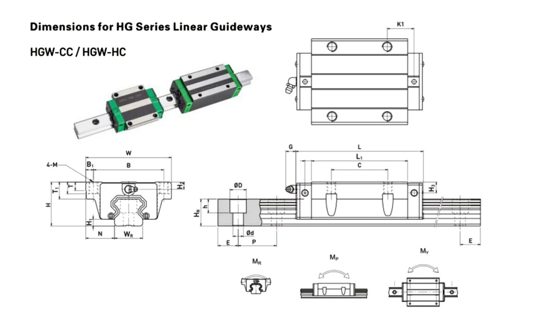 Hgl Type Linear Guideway Hgl30 with Slide Block Hgl30ca Hgl30ha Hgl35ca Hgl35ha